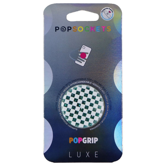 PopSockets PopGrip Luxe Series Swappable Top for Phone - Tidepool Checker White Cell Phone - Mounts & Holders PopSockets    - Simple Cell Bulk Wholesale Pricing - USA Seller