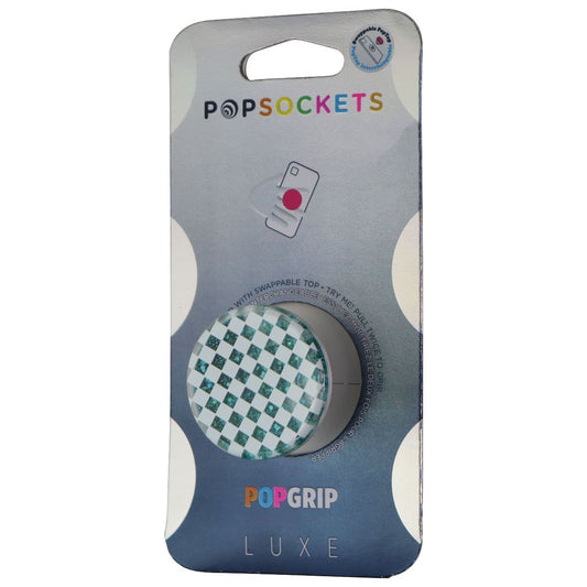 PopSockets PopGrip Luxe Series Swappable Top for Phone - Tidepool Checker White Cell Phone - Mounts & Holders PopSockets    - Simple Cell Bulk Wholesale Pricing - USA Seller