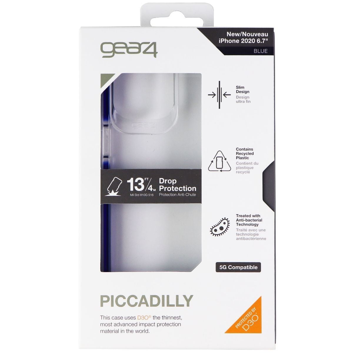 Gear4 Piccadilly Series Case for Apple iPhone 12 Pro Max - Clear / Blue Fade Cell Phone - Cases, Covers & Skins Gear4    - Simple Cell Bulk Wholesale Pricing - USA Seller