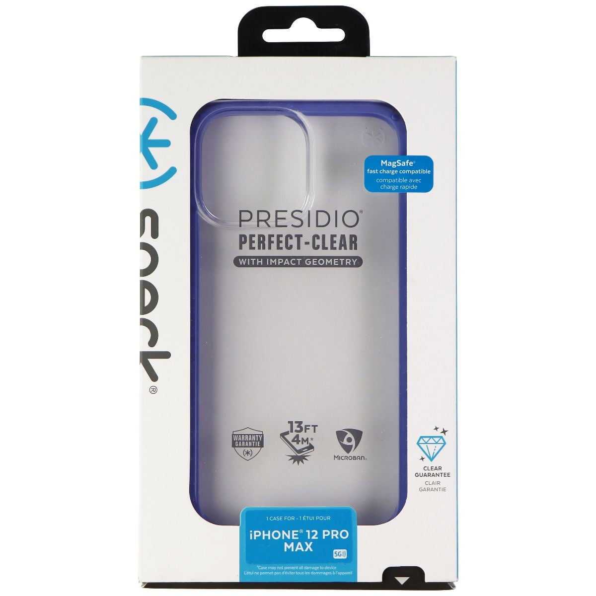 Speck Presidio Perfect-Clear Impact Geo Case for iPhone 12 Pro Max - Clear/Blue Cell Phone - Cases, Covers & Skins Speck    - Simple Cell Bulk Wholesale Pricing - USA Seller