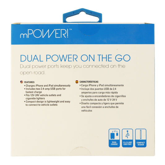 mworks! mPower Universal 3.4Amp Dual USB Car Charging Adapter - Gloss Black Cell Phone - Chargers & Cradles mWorks!    - Simple Cell Bulk Wholesale Pricing - USA Seller