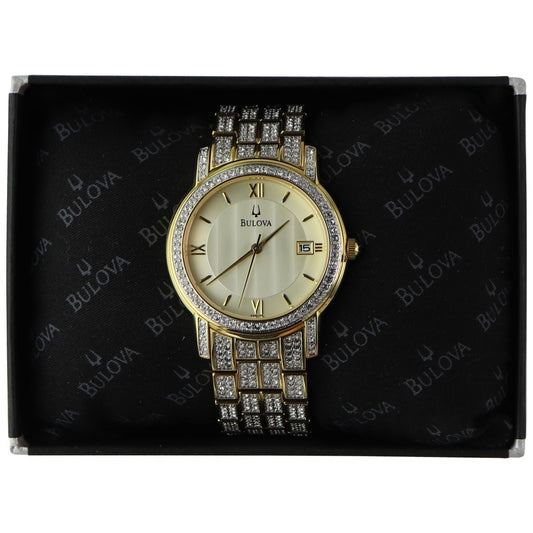 Bulova Stainless Steel Water Resistant Watch - Gold/Crystals (C876880) Watches - Wristwatches Bulova    - Simple Cell Bulk Wholesale Pricing - USA Seller