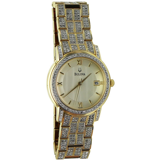 Bulova Stainless Steel Water Resistant Watch - Gold/Crystals (C876880) Watches - Wristwatches Bulova    - Simple Cell Bulk Wholesale Pricing - USA Seller