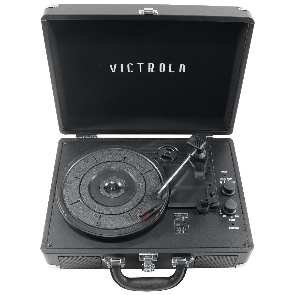 Victrola 3-Speed Suitcase Record Player with Bluetooth Streaming - Black Home Audio Stereos, Components - Record Players/Home Turntables Victrola    - Simple Cell Bulk Wholesale Pricing - USA Seller