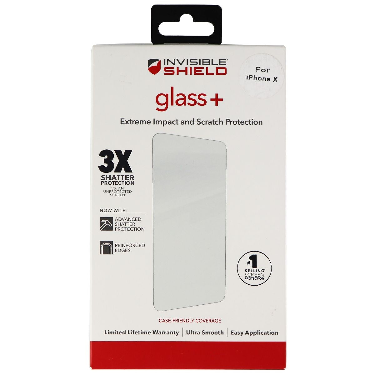 ZAGG InvisibleShield (Glass+) Screen Protector for Apple iPhone X / Xs - Clear Cell Phone - Screen Protectors Zagg    - Simple Cell Bulk Wholesale Pricing - USA Seller