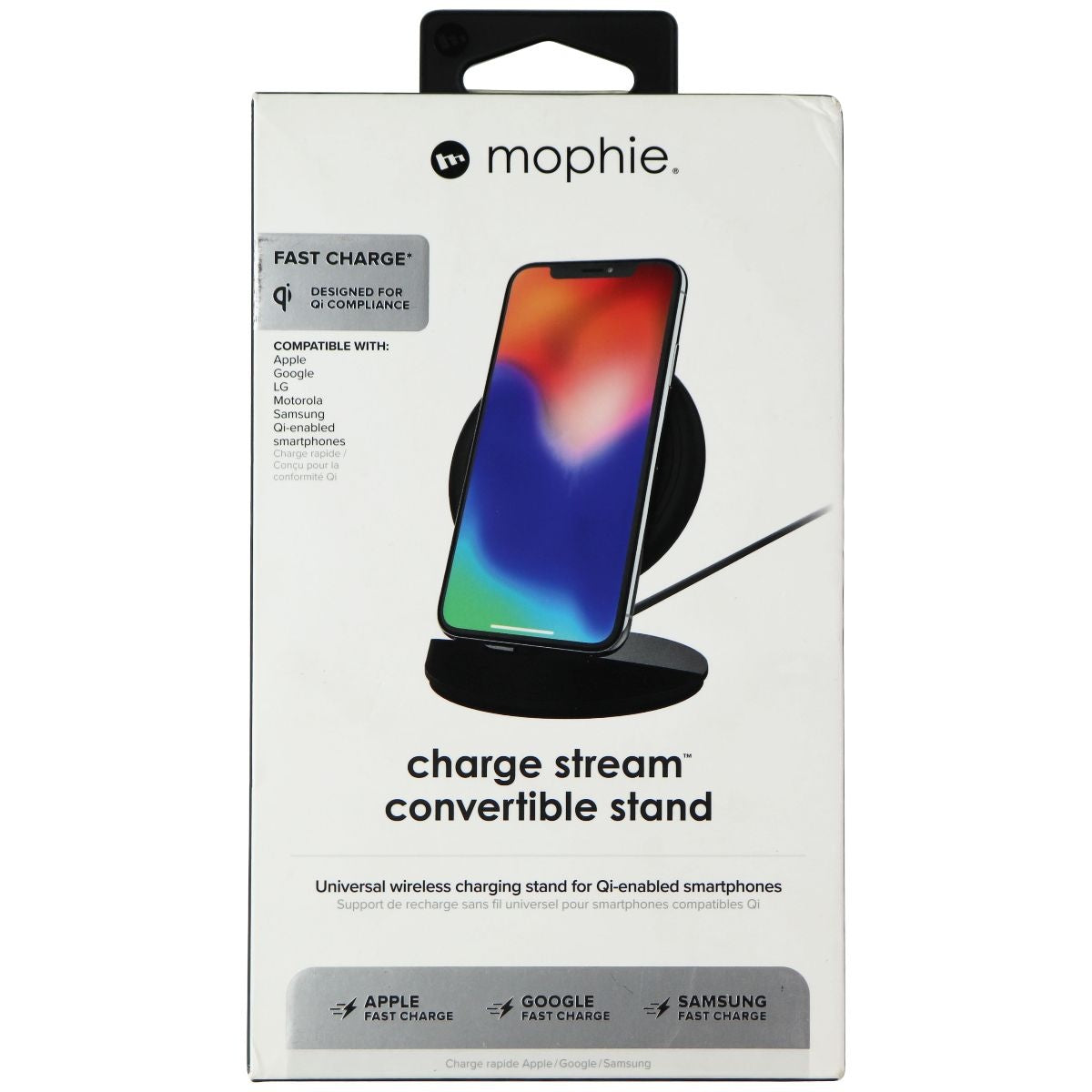 Mophie Charge Stream Universal Wireless Qi Convertible Stand - Black Cell Phone - Chargers & Cradles Mophie    - Simple Cell Bulk Wholesale Pricing - USA Seller
