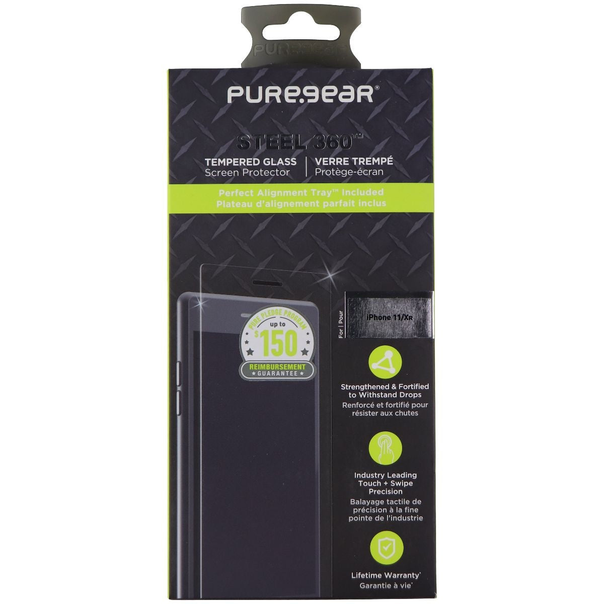 PureGear Steel 360 Tempered Glass for iPhone XR with Easy Install Alignment Tray Cell Phone - Screen Protectors PureGear    - Simple Cell Bulk Wholesale Pricing - USA Seller