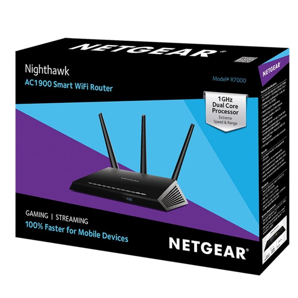 NETGEAR Nighthawk AC1900 Dual Band Wi-Fi Gigabit Gaming Router (R7000) Networking - Wireless Wi-Fi Routers Netgear    - Simple Cell Bulk Wholesale Pricing - USA Seller