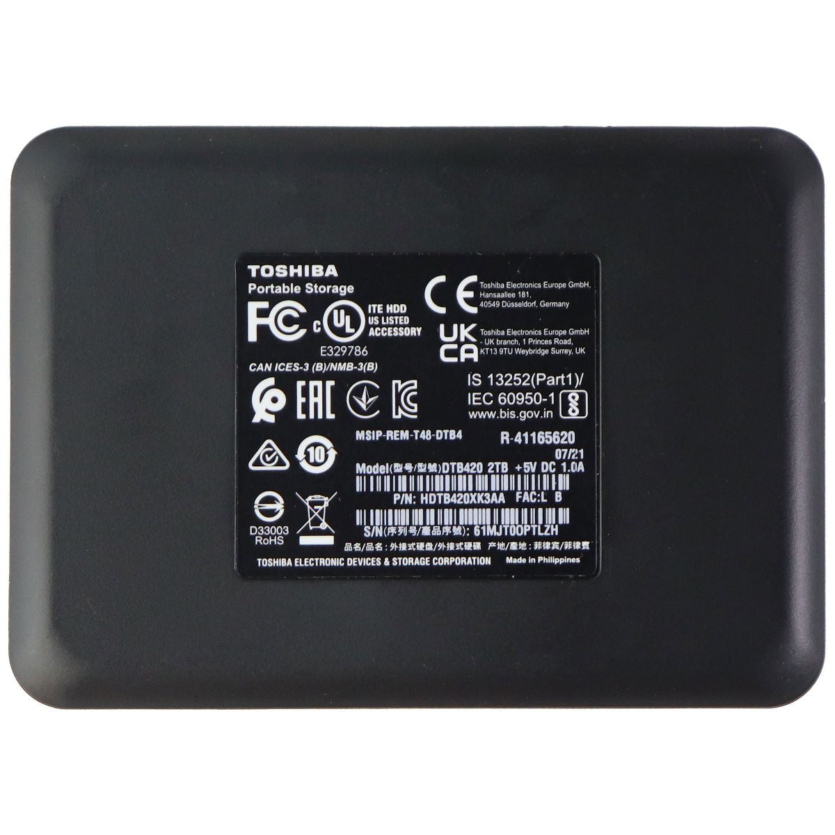 Toshiba Canvio Basics 2TB Portable External Hard Drive USB 3.0, Black (DTB420) Digital Storage - External Hard Disk Drives, HDD Toshiba    - Simple Cell Bulk Wholesale Pricing - USA Seller