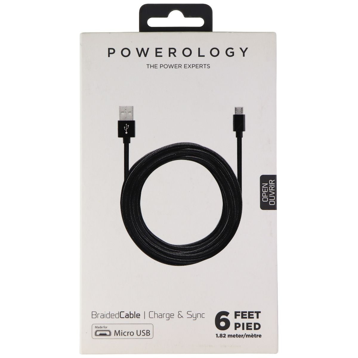 Powerology (6-Foot) Micro-USB to USB Braided Charging Cable - Black/Dark Gray Cell Phone - Cables & Adapters Powerology    - Simple Cell Bulk Wholesale Pricing - USA Seller