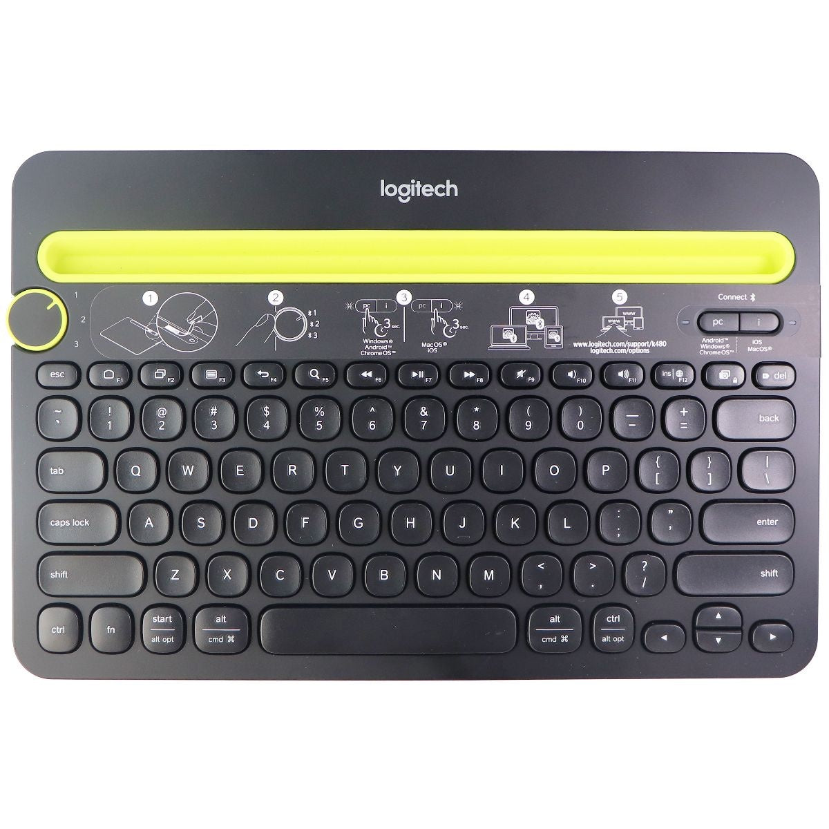 Logitech K480 Wireless Multi-Device Keyboard for Smartphones & Tablets - Black iPad/Tablet Accessories - Docking Stations/Keyboards Logitech    - Simple Cell Bulk Wholesale Pricing - USA Seller