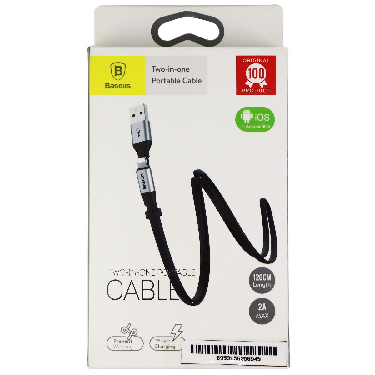 Baseus 2-in-1 Portable Micro/8-Pin to USB Flat Cable - Black Cell Phone - Cables & Adapters Baseus    - Simple Cell Bulk Wholesale Pricing - USA Seller