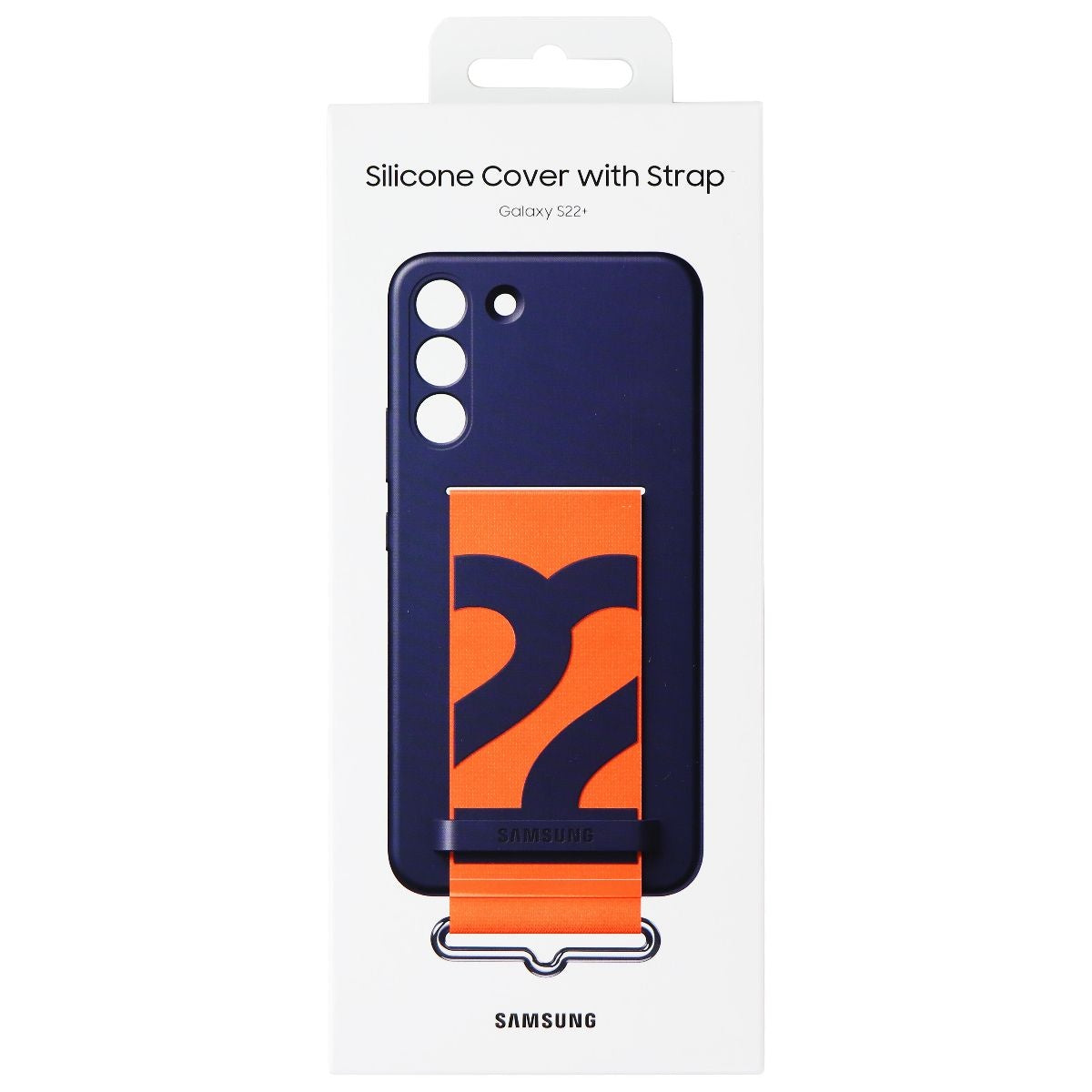 Samsung Official Silicone Cover with Strap for Galaxy (S22+) - Navy/Orange Cell Phone - Cases, Covers & Skins Samsung    - Simple Cell Bulk Wholesale Pricing - USA Seller
