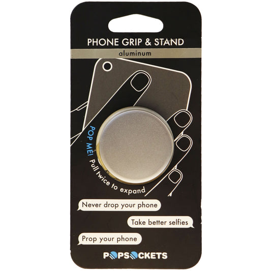 PopSockets: Collapsible Grip & Stand for Phones and Tablets - Aluminum Grey Cell Phone - Accessory Bundles PopSockets    - Simple Cell Bulk Wholesale Pricing - USA Seller