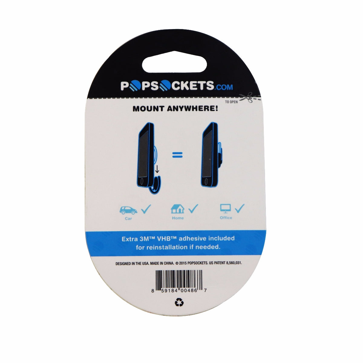 Genuine PopSocket PopClip Stick Anywhere Mount for PopSockets - Black Cell Phone - Mounts & Holders PopSockets    - Simple Cell Bulk Wholesale Pricing - USA Seller