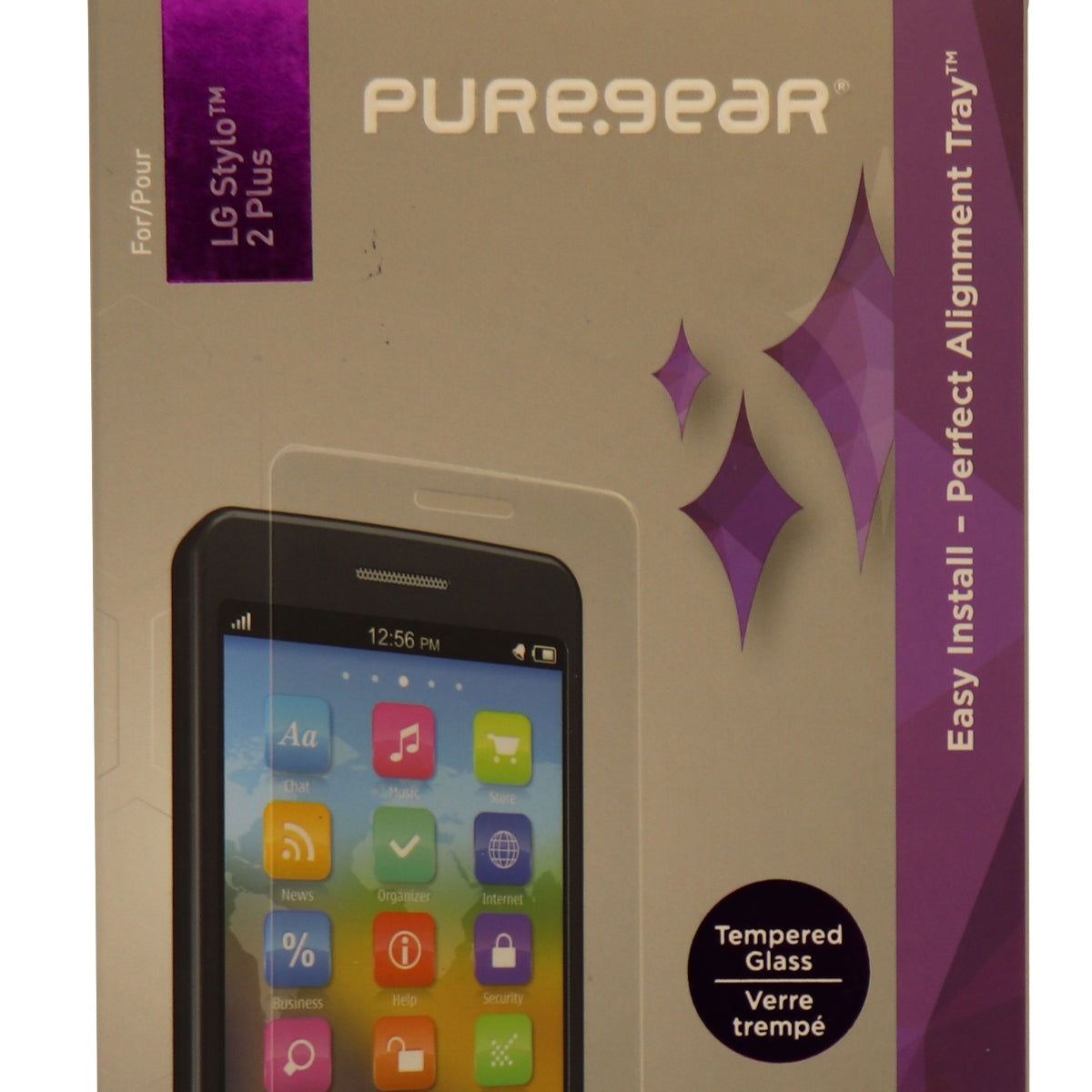 PureGear HD Tempered Glass Screen Protector with Tray for LG Stylo 2 Plus Cell Phone - Screen Protectors PureGear    - Simple Cell Bulk Wholesale Pricing - USA Seller