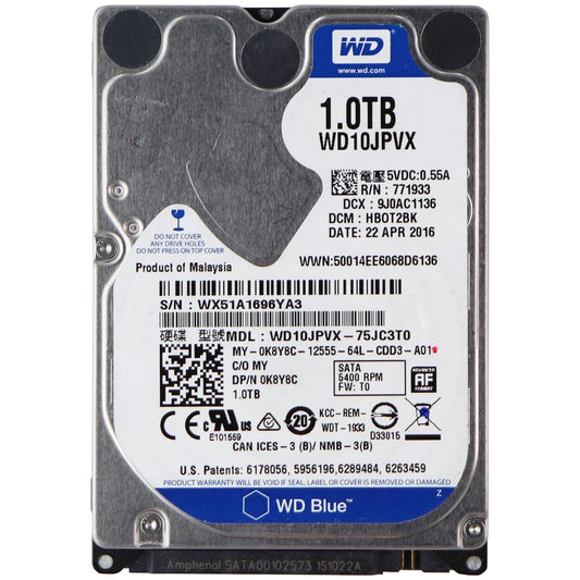 Western Digital 1TB (2.5 in) SATA Internal HDD 5400 / 8MB Buffer (WD10JPVX) Digital Storage - Internal Hard Disk Drives, HDD Western Digital    - Simple Cell Bulk Wholesale Pricing - USA Seller
