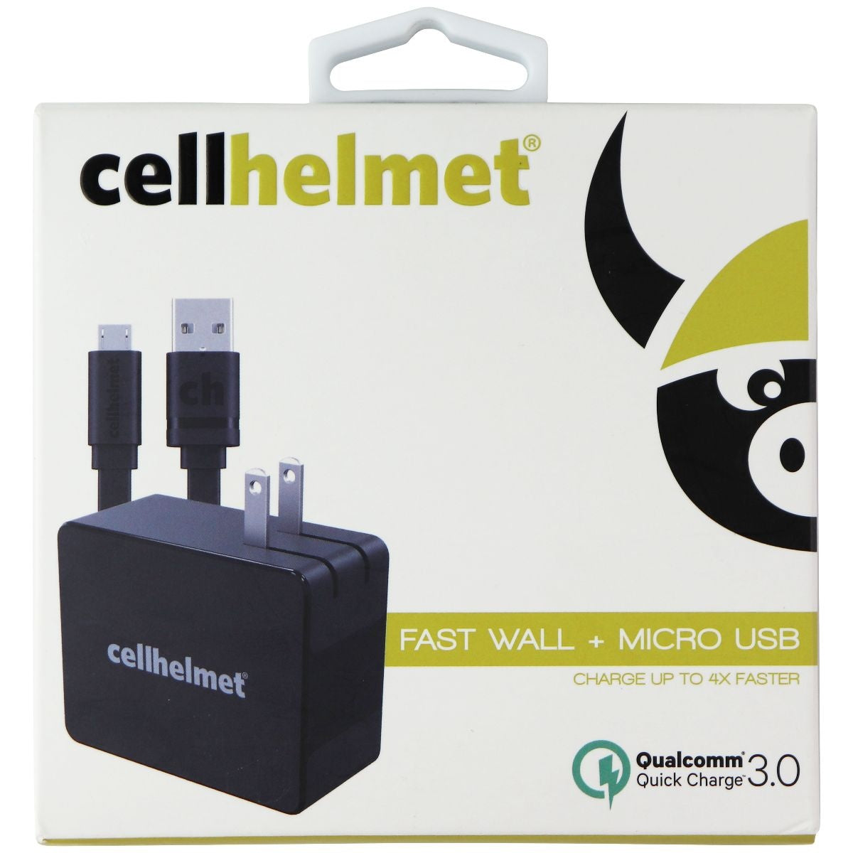CellHelmet QC 3.0 Fast USB Wall Adapter and Micro-USB Flat Cable - Black Cell Phone - Chargers & Cradles CellHelmet    - Simple Cell Bulk Wholesale Pricing - USA Seller