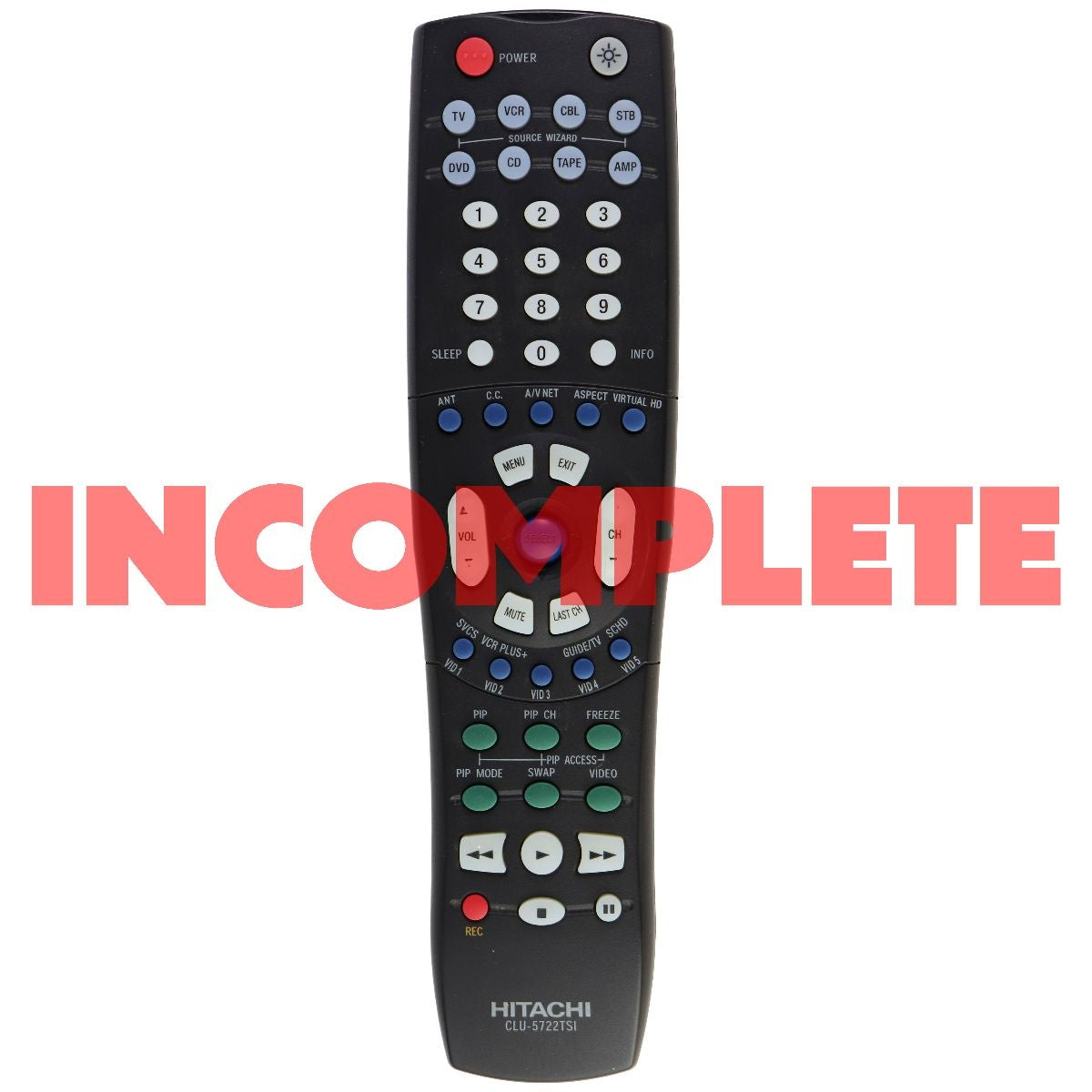 Hitachi Original (CLU-5722TSI) Remote Control for Select Hitachi Systems - Black TV, Video & Audio Accessories - Remote Controls Hitachi    - Simple Cell Bulk Wholesale Pricing - USA Seller