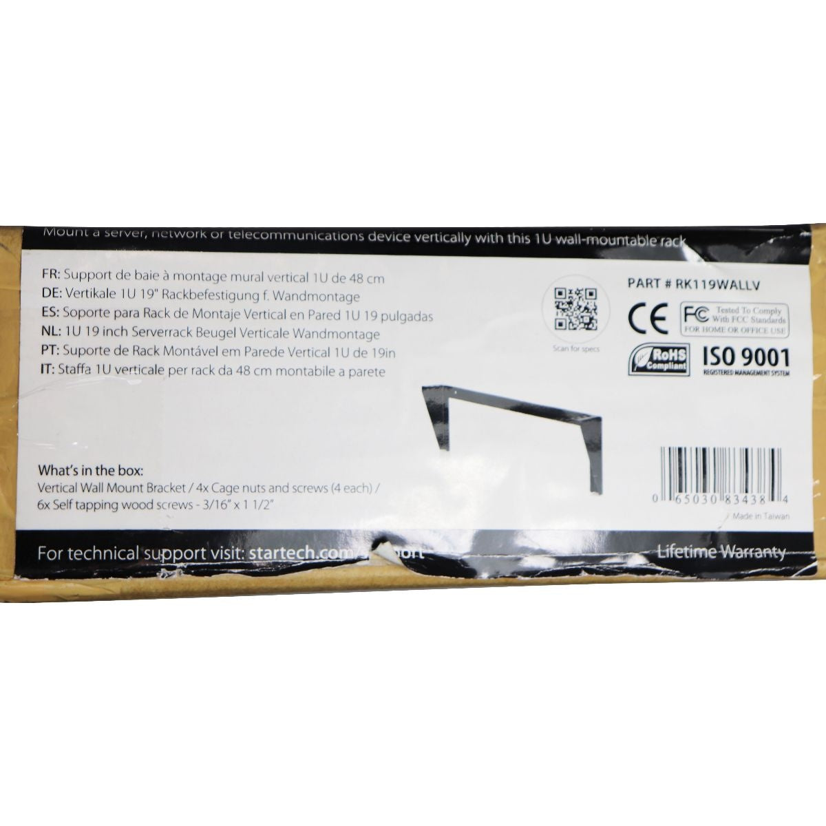 StarTech.com 1U 19in Steel Vertical Wall Mount Equipment Rack Bracket - Black TV, Video & Audio Accessories - Other TV, Video & Audio Accs StarTech.com    - Simple Cell Bulk Wholesale Pricing - USA Seller