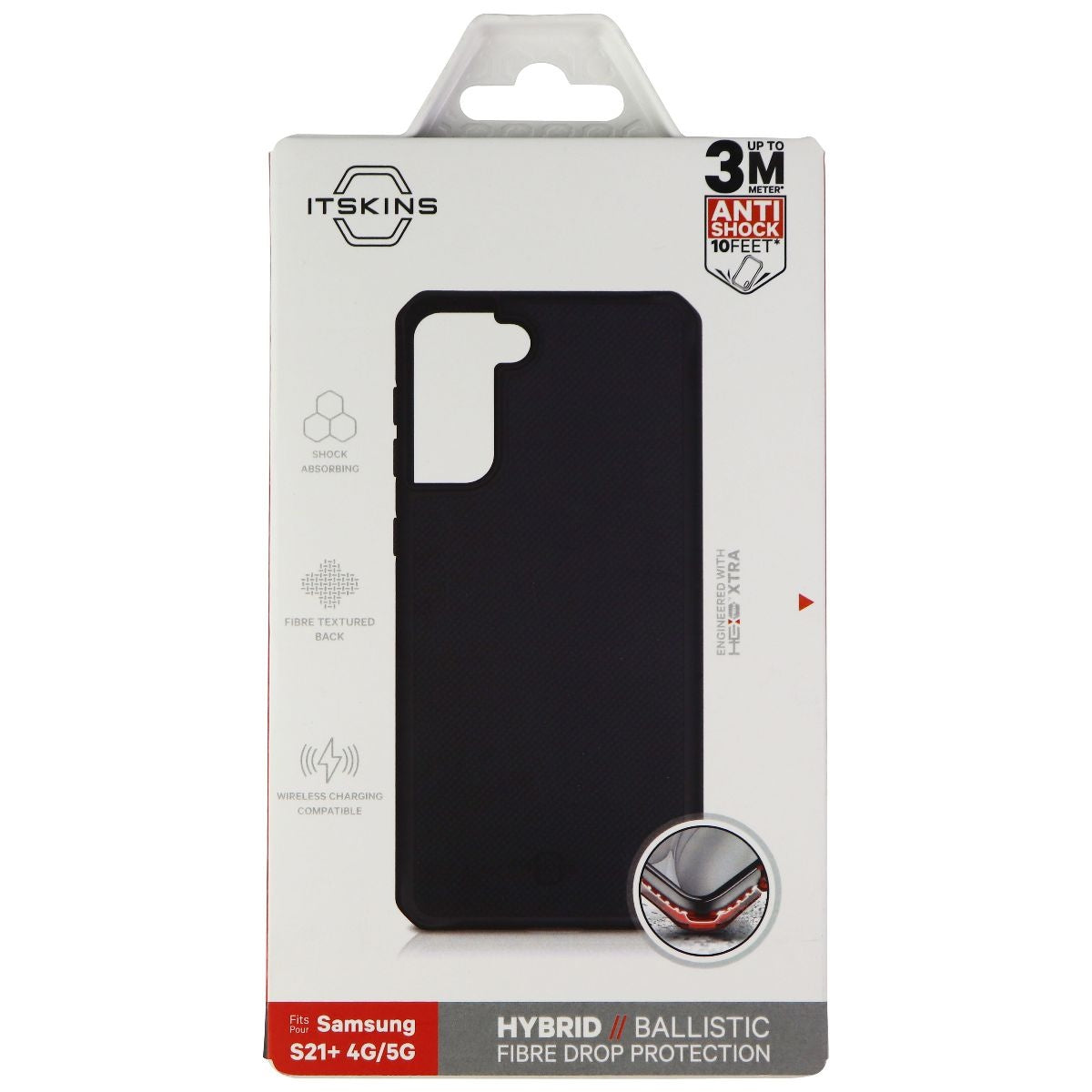 ITSKINS Hybrid Ballistic Case for Samsung Galaxy (S21+) 5G - Black Cell Phone - Cases, Covers & Skins ITSKINS    - Simple Cell Bulk Wholesale Pricing - USA Seller