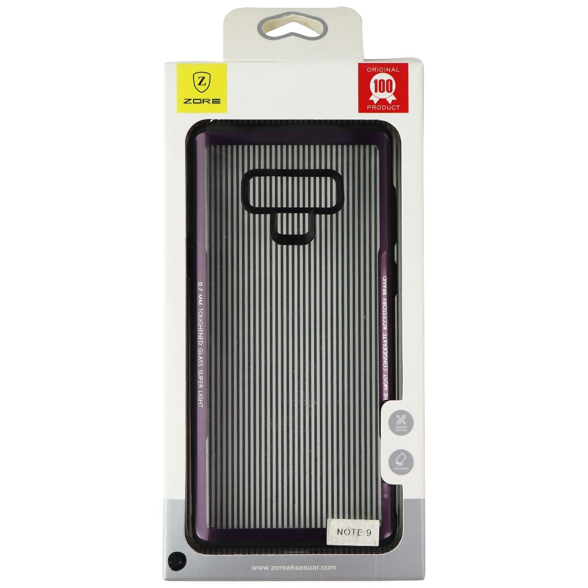 Zore Hybrid Glass Case for Samsung Galaxy Note9 - Clear/Purple/Black Cell Phone - Cases, Covers & Skins Zore    - Simple Cell Bulk Wholesale Pricing - USA Seller