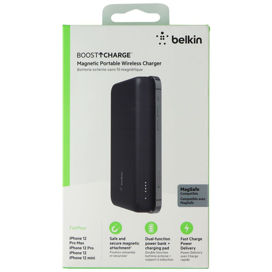 Belkin BoostCharge Magnetic 10K mAh Power Bank for MagSafe - Black Cell Phone - Chargers & Cradles Belkin    - Simple Cell Bulk Wholesale Pricing - USA Seller