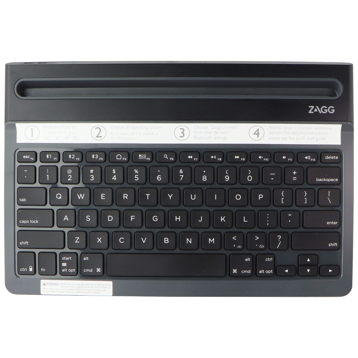 ZAGG Limitless Full-Size Multi-Device Bluetooth Backlit Keyboard - Black iPad/Tablet Accessories - Cases, Covers, Keyboard Folios Zagg    - Simple Cell Bulk Wholesale Pricing - USA Seller
