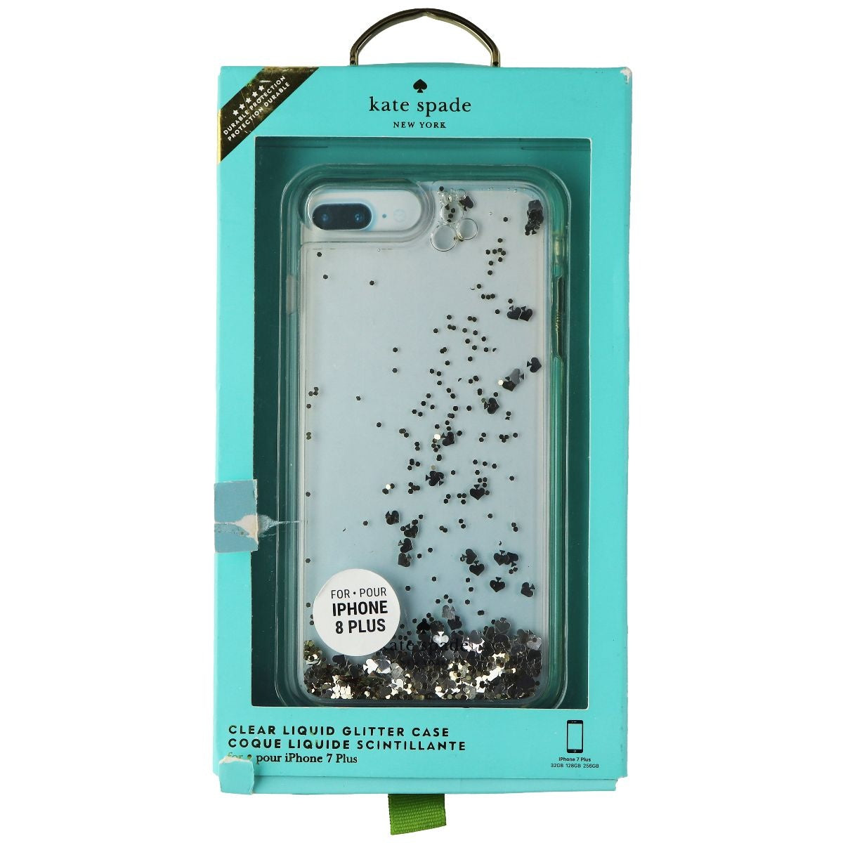 Kate Spade Liquid Glitter Case for iPhone 8 Plus/7 Plus - Silver/Gold Spades Cell Phone - Cases, Covers & Skins Incipio    - Simple Cell Bulk Wholesale Pricing - USA Seller