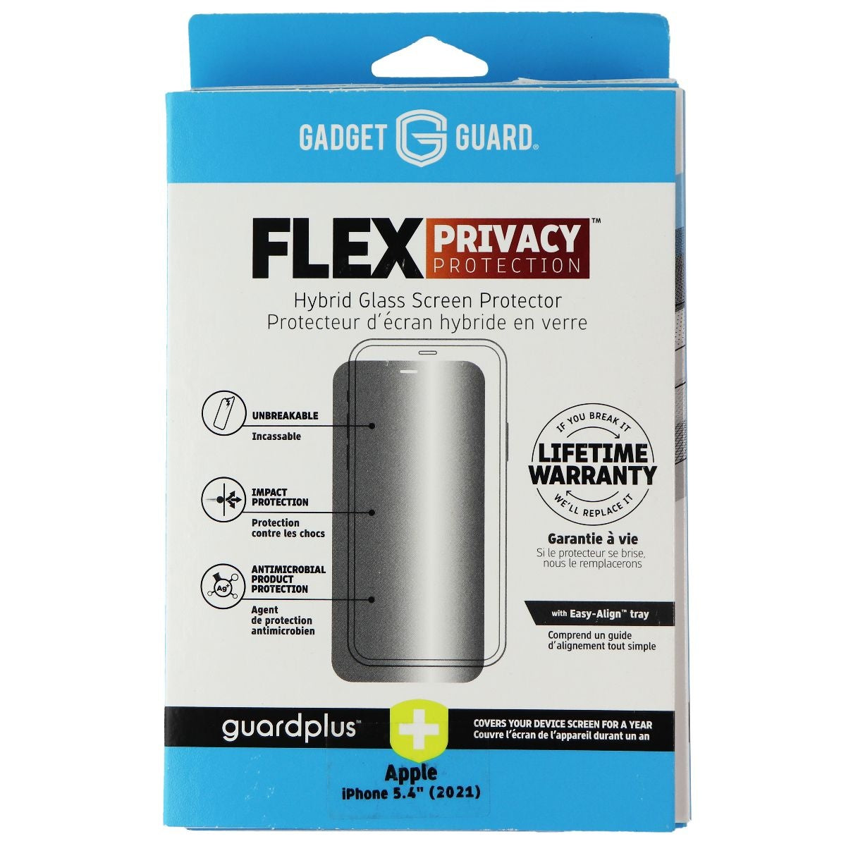 Gadget Guard Flex PRIVACY Hybrid Glass Protector for iPhone 13 mini Cell Phone - Screen Protectors Gadget Guard    - Simple Cell Bulk Wholesale Pricing - USA Seller