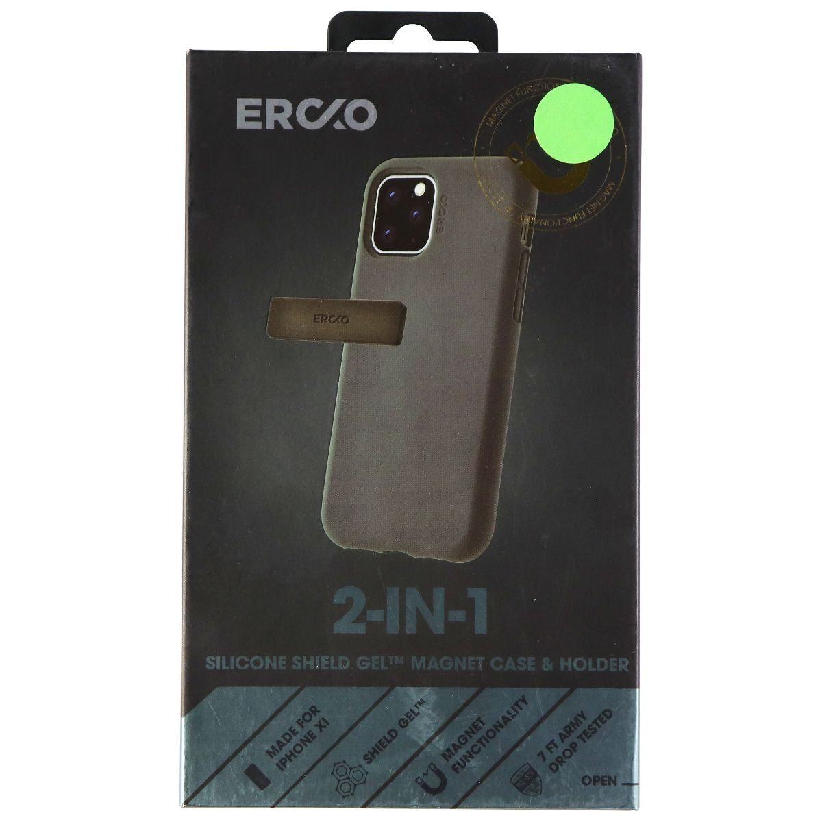 Ercko 2-in-1 Silicone Shield Gel Magnet Case & Holder for iPhone 11 Pro - Black Cell Phone - Cases, Covers & Skins Ercko    - Simple Cell Bulk Wholesale Pricing - USA Seller