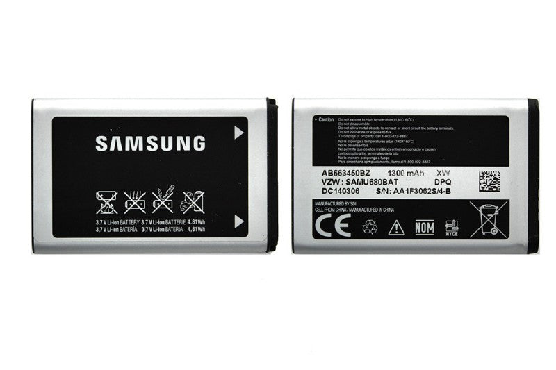 Samsung Convoy 3 U680 1300mAh Battery - AB663450BZ OEM Cell Phone - Batteries Samsung    - Simple Cell Bulk Wholesale Pricing - USA Seller