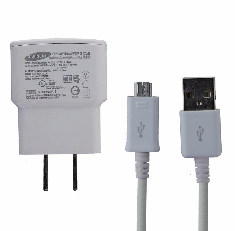Samsung (ETA0U61JWE) 1A Travel Charger & Cable for Micro USB Devices - White Cell Phone - Cables & Adapters Samsung    - Simple Cell Bulk Wholesale Pricing - USA Seller