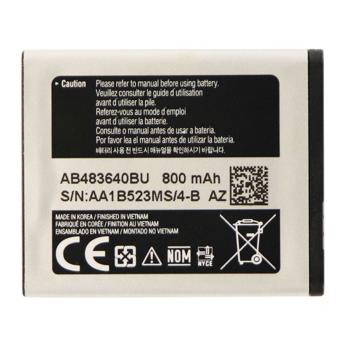 Samsung 3.7V 800mAh Rechargeable (AB483640BU) Battery for M600 / M610 Cell Phone - Batteries Samsung    - Simple Cell Bulk Wholesale Pricing - USA Seller