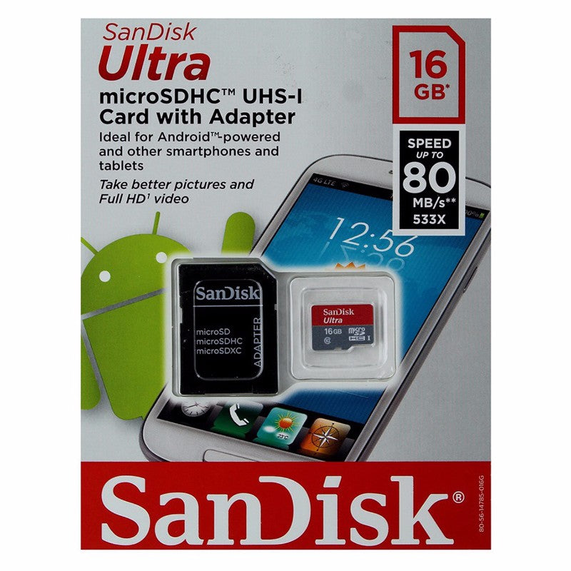SanDisk Ultra microSDHC (UHS-I Class 10) 16GB Memory Card with Adapter Cell Phone - Memory Cards SanDisk    - Simple Cell Bulk Wholesale Pricing - USA Seller