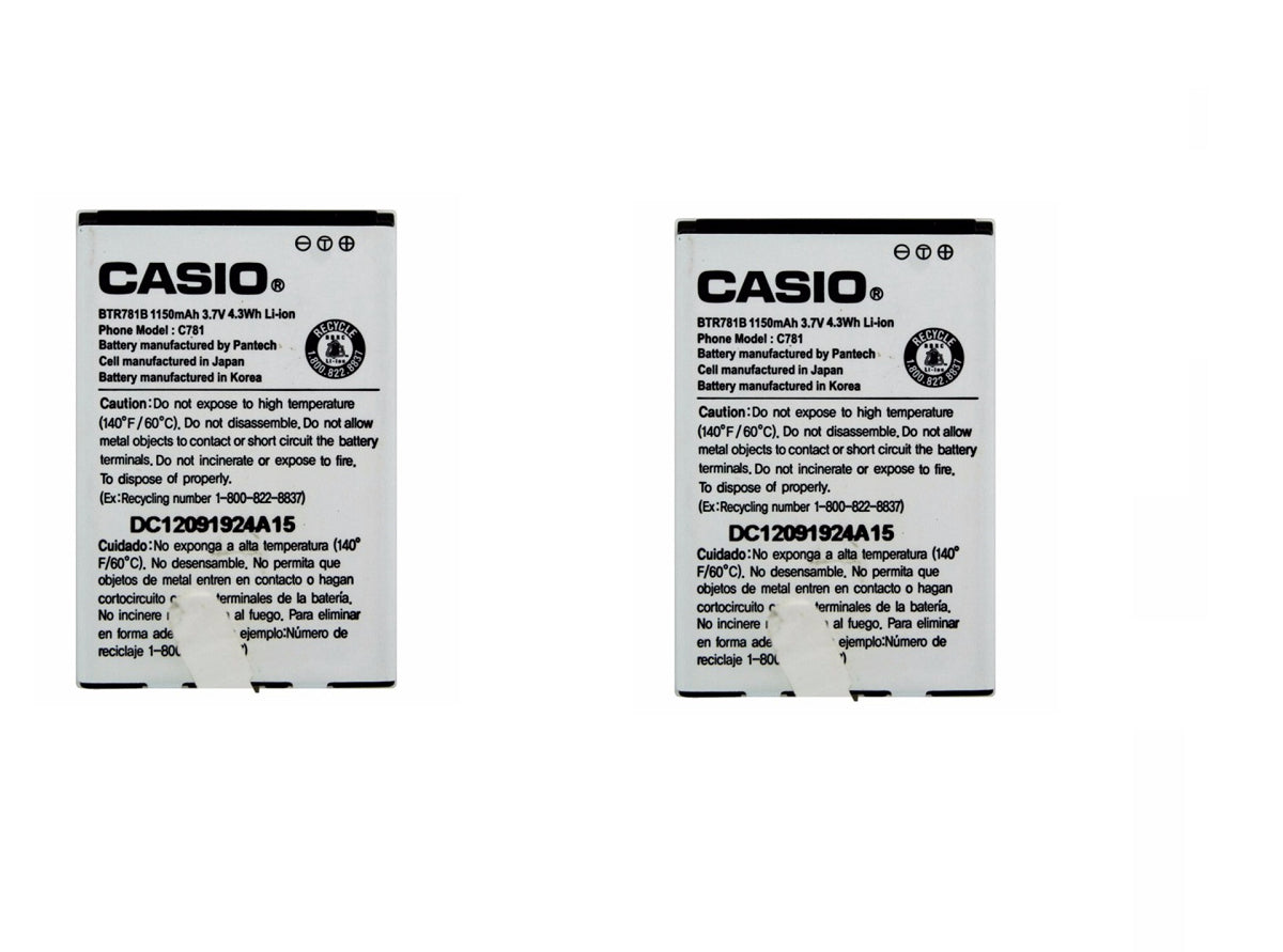 KIT 2x Casio BTR781B 1150 mAh Replacement Battery for Casio Cammando C781 Cell Phone - Batteries Casio    - Simple Cell Bulk Wholesale Pricing - USA Seller