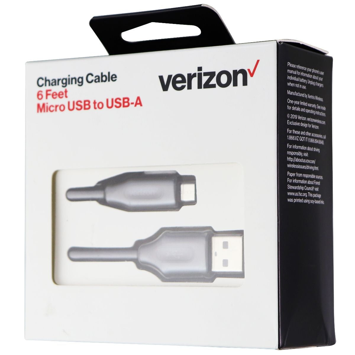 Verizon (CABMTOABLK - AL) 6Ft Charge & Sync Cable for Micro USB Devices- Black Cell Phone - Cables & Adapters Verizon    - Simple Cell Bulk Wholesale Pricing - USA Seller