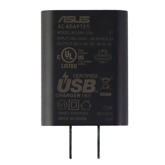 ASUS 18-Watt AC Adapter Single (USB-C) Type C Wall Charger - Black (AQ18A-59A) Cell Phone - Chargers & Cradles ASUS    - Simple Cell Bulk Wholesale Pricing - USA Seller