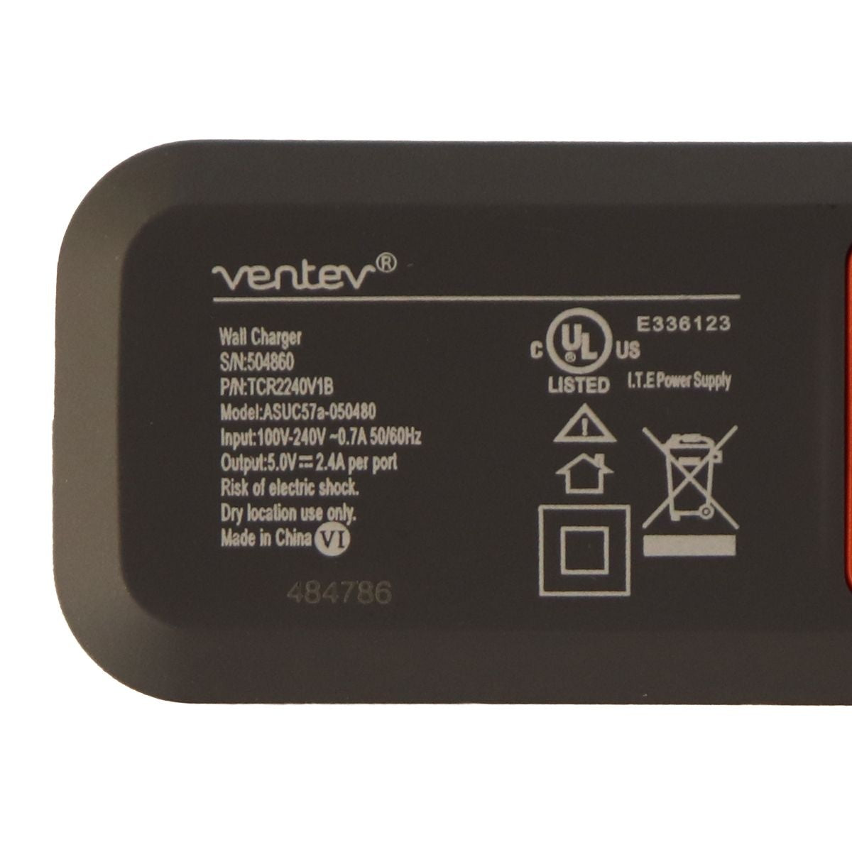 Ventev 4.8A Wall Charger R2240 Adapter with Dual USB Ports - Matte Gray Cell Phone - Chargers & Cradles Ventev    - Simple Cell Bulk Wholesale Pricing - USA Seller