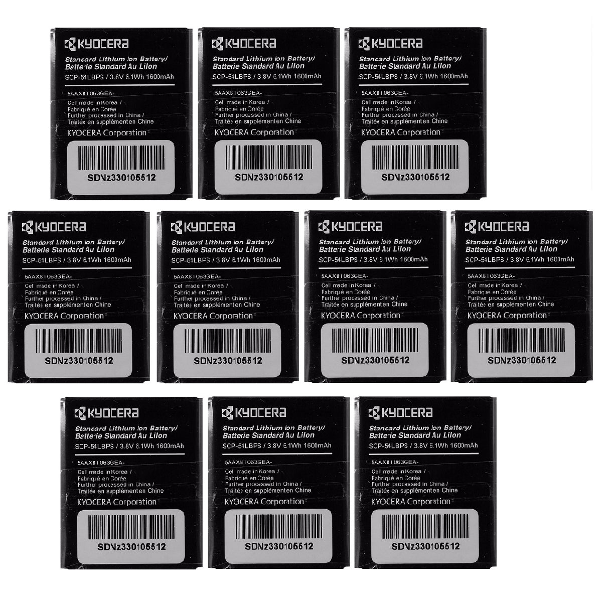 KIT 10x Kyocera SCP-54LBPS 1600 mAh Replacement Battery for Kyocera Hydro EDGE Cell Phone - Batteries Kyocera    - Simple Cell Bulk Wholesale Pricing - USA Seller