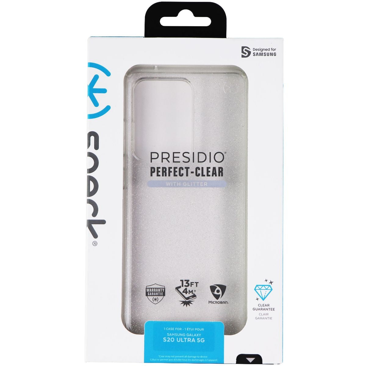 Speck Presidio Perfect-Clear Case for Galaxy S20 Ultra 5G - Clear/Silver Glitter Cell Phone - Cases, Covers & Skins Speck    - Simple Cell Bulk Wholesale Pricing - USA Seller