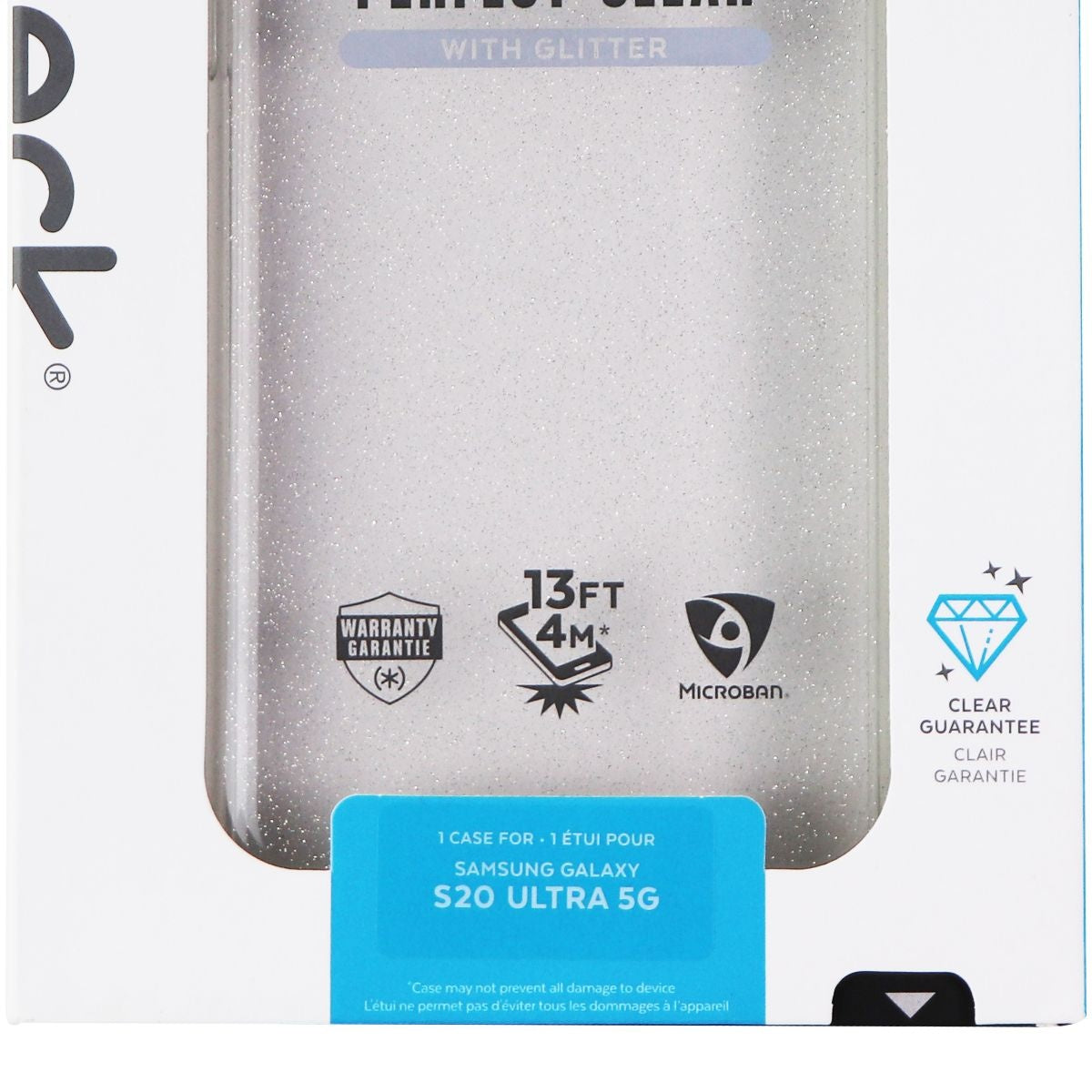 Speck Presidio Perfect-Clear Case for Galaxy S20 Ultra 5G - Clear/Silver Glitter Cell Phone - Cases, Covers & Skins Speck    - Simple Cell Bulk Wholesale Pricing - USA Seller