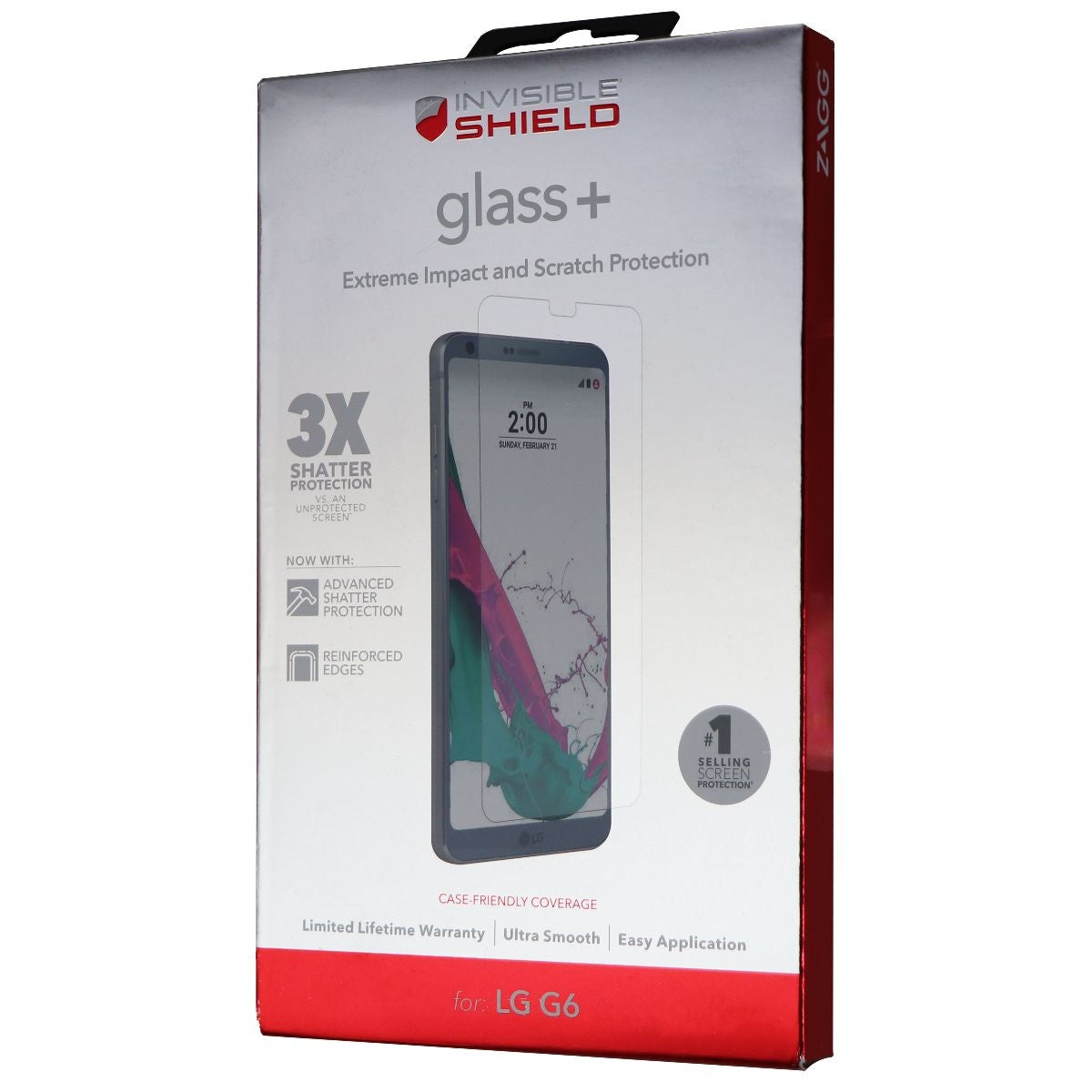 ZAGG (Glass+) Tempered Glass Screen Protector for LG G6 - Clear Cell Phone - Screen Protectors Zagg    - Simple Cell Bulk Wholesale Pricing - USA Seller