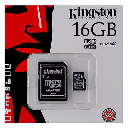 Kingston Digital 16 GB microSDHC Flash Memory Card - Black Cell Phone - Memory Cards Kingston    - Simple Cell Bulk Wholesale Pricing - USA Seller