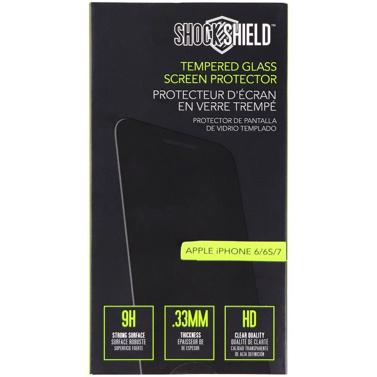 Shock Shield Tempered Glass Screen Protector for Apple iPhone 7/6s/6 - Clear Cell Phone - Screen Protectors Shock Shield    - Simple Cell Bulk Wholesale Pricing - USA Seller