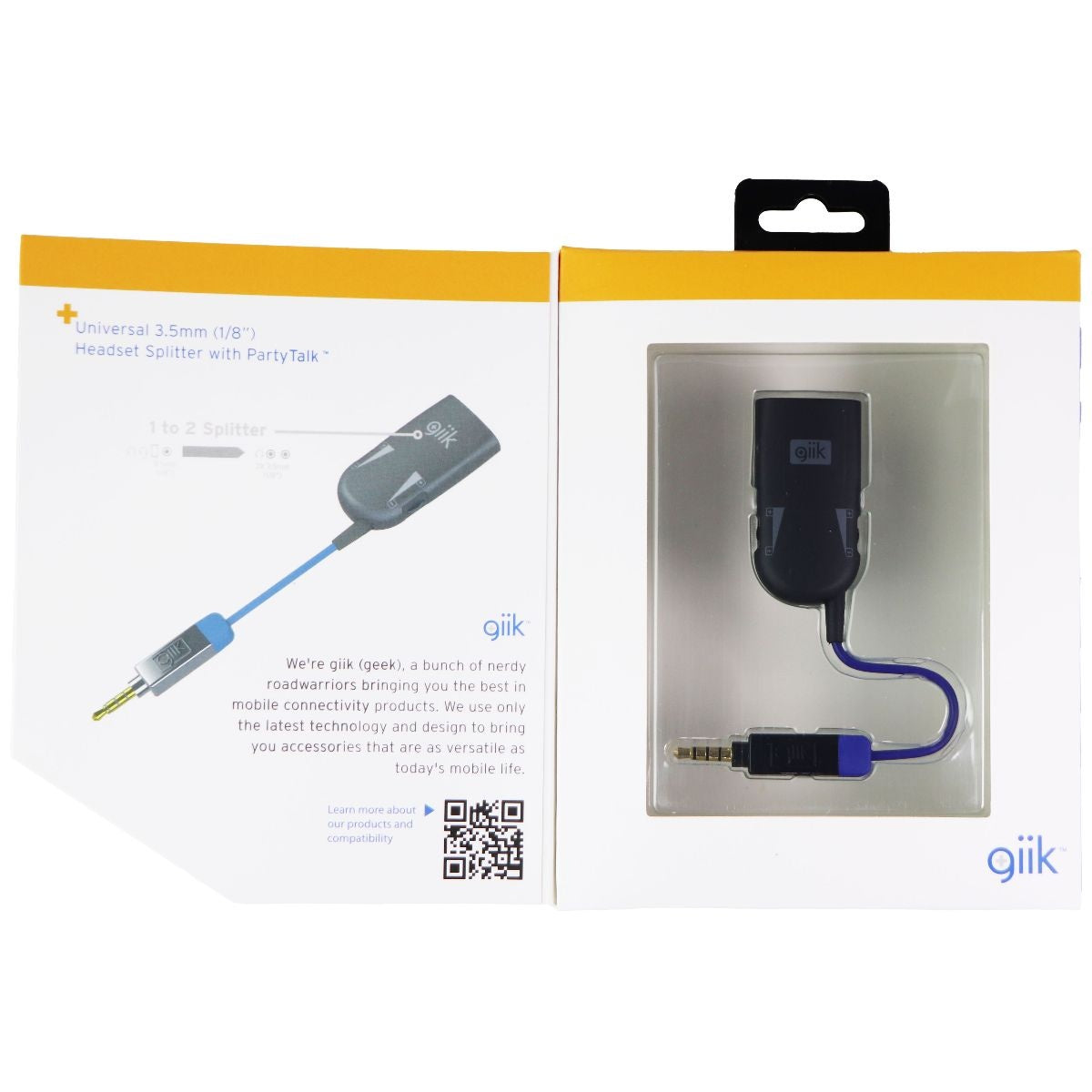 GiiK (GKSPLTR) 2-Way Headset Splitter for 3.5mm - Black/Blue Cell Phone - Cables & Adapters GiiK    - Simple Cell Bulk Wholesale Pricing - USA Seller