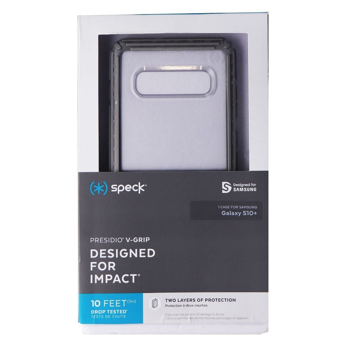 Speck Presidio V-Grip Series Case for Samsung Galaxy S10+ (Plus) - Clear / Gray Cell Phone - Cases, Covers & Skins Speck    - Simple Cell Bulk Wholesale Pricing - USA Seller