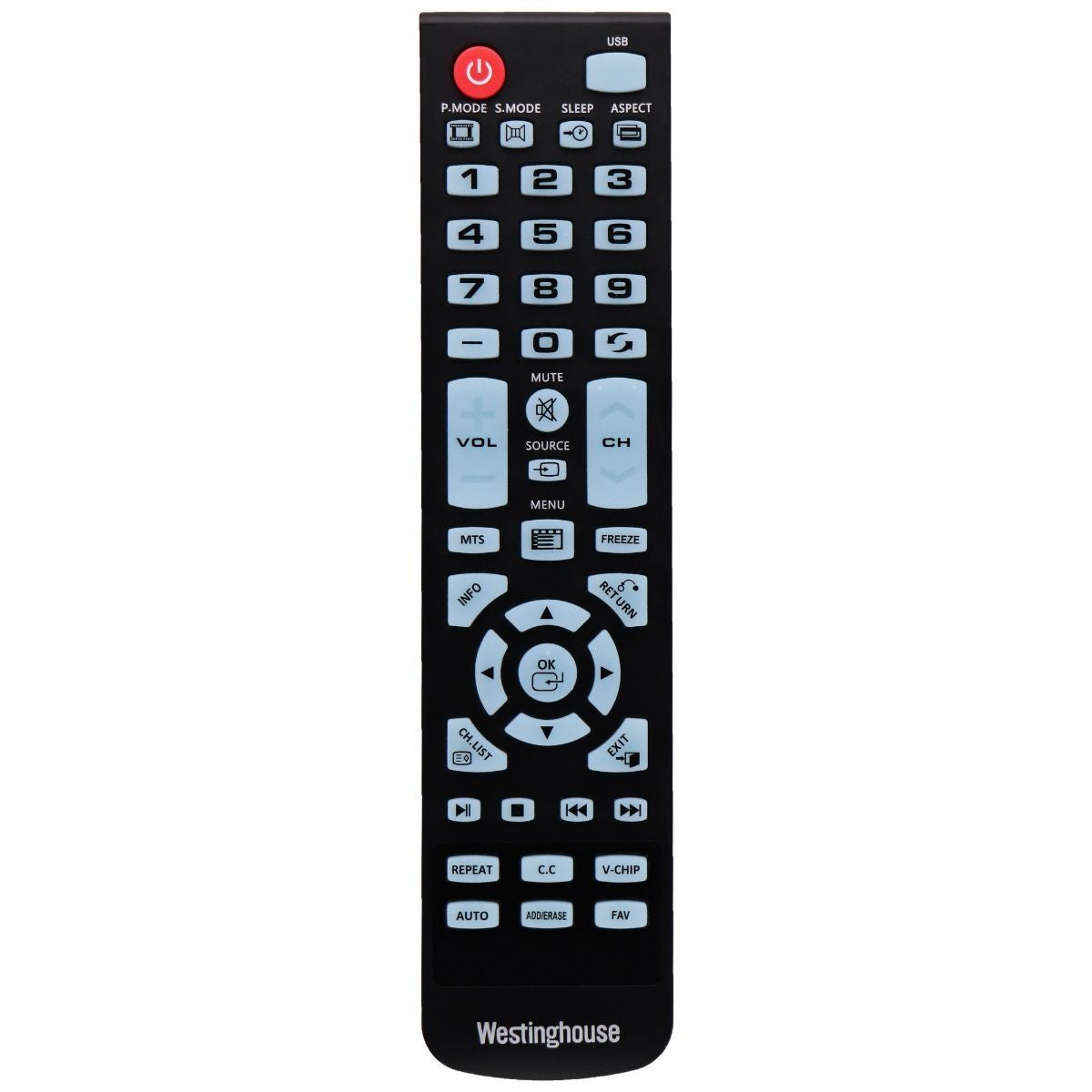 Westinghouse Remote (WS-1688 / TY-49B) for Select Westinghouse TVs - Black TV, Video & Audio Accessories - Remote Controls Westinghouse    - Simple Cell Bulk Wholesale Pricing - USA Seller
