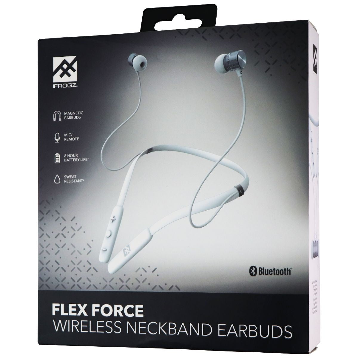 iFrogz FLEX FORCE Wireless Bluetooth Neckband Earbuds with Mic/Remote - White Portable Audio - Headphones iFrogz    - Simple Cell Bulk Wholesale Pricing - USA Seller