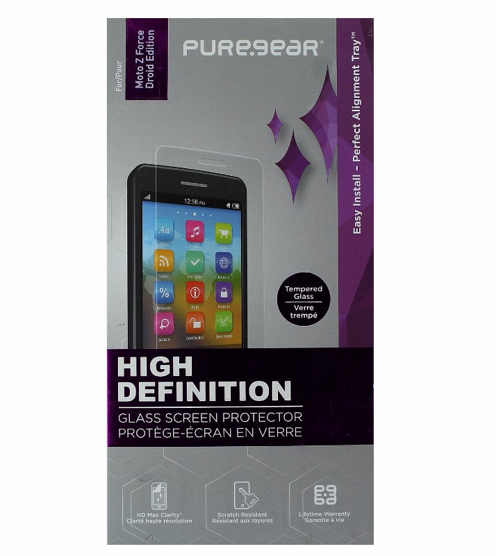 PureGear HD Tempered Glass with Self Aligning Tray for Moto Z Force - Clear Cell Phone - Screen Protectors PureGear    - Simple Cell Bulk Wholesale Pricing - USA Seller